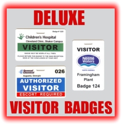 deluxe plastic visitor badges graphic button